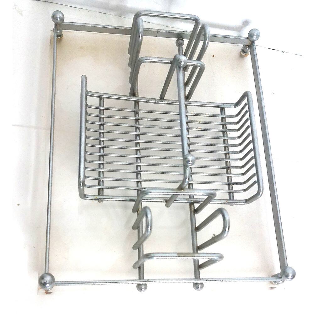 Vintage Mid Century Buffet Table Caddy Organizer Metal Lucite